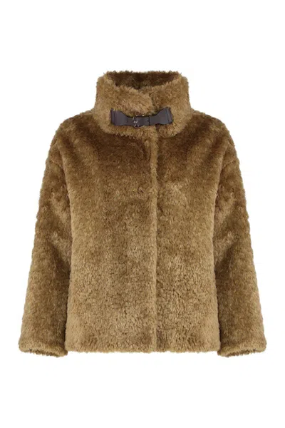 Herno Vegan Fur Jacket In Brown