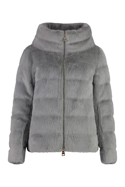 Herno Vegan Fur Jacket In Gray