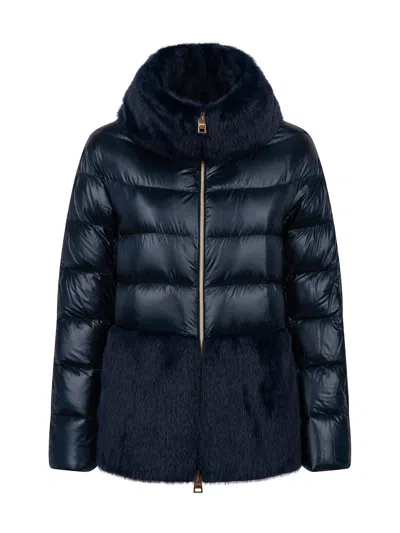 HERNO FAUX-FUR QUILTED DOWN JACKET
