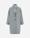 Herno Velour Wool Cloth And Nylon Ultralight Coat In Blue
