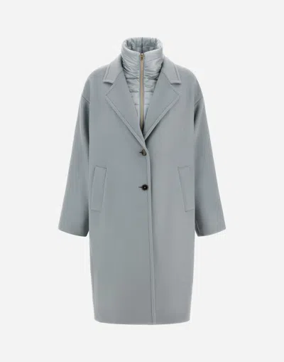 HERNO VELOUR WOOL CLOTH AND NYLON ULTRALIGHT COAT