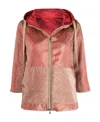 Herno Velour Zip-up Hoodie In Pink
