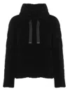 Herno Velvet Quilted Drawstring High Collar Jacket In Black