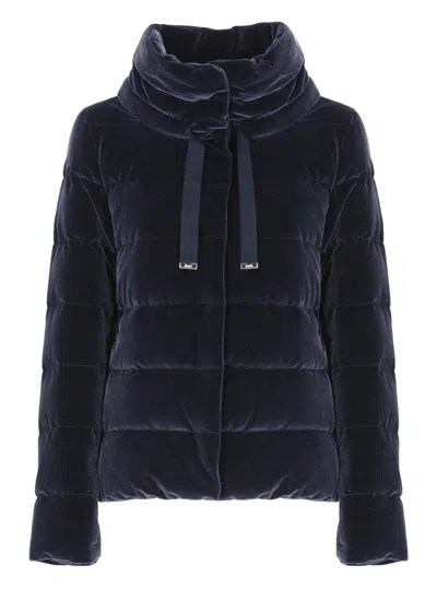 Herno Velvet Down Jacket In Blue