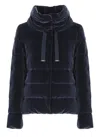 Herno Velvet Down Jacket In Blue