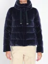 Herno Jacket In Smooth Velvet In Blue