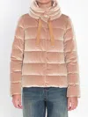 Herno Drawstring Detail Velvet-effect Jacket In Pink