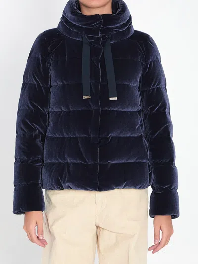 Herno Velvet-effect Jacket In Blue