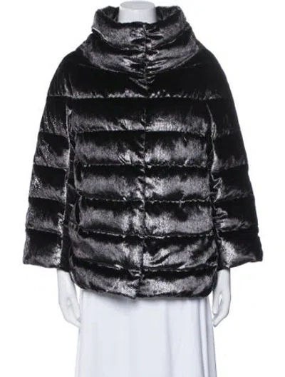 Pre-owned Herno Velvet Faux Fur Jacket In Black