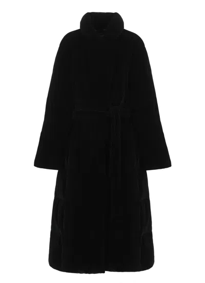 Herno Velvet Padded Coat In Black