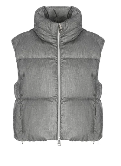 HERNO VELVET QUILTED SLEEVELESS JACKET