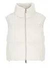 Herno Velvet Quilted Sleeveless Jacket In White