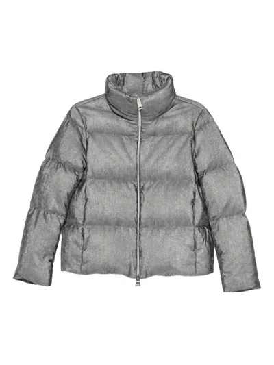 Herno Velvet Short Down Jacket In Gray