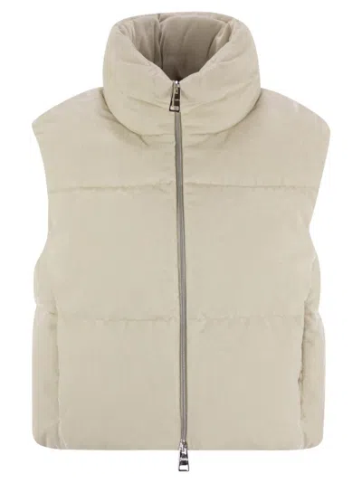 Herno Velvet Sleeveless Down Jacket In Neutral