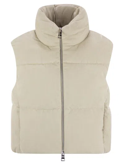 Herno Velvet Sleeveless Down Jacket In Neutral