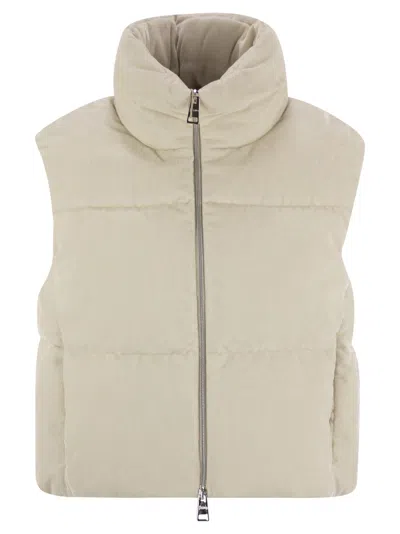 Herno Velvet Sleeveless Down Jacket In Neutral