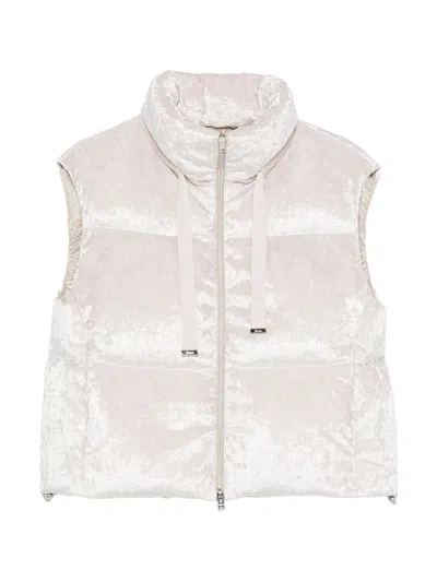 Herno Velvet-effect Padded Gilet In White