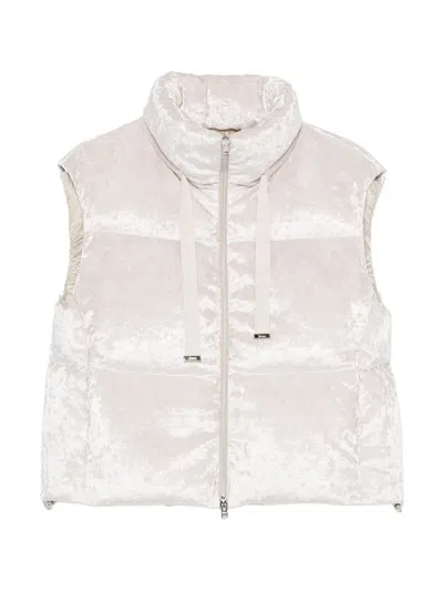 Herno Velvet-effect Padded Gilet In Neutral