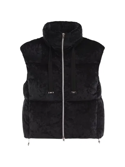 Herno Velvet-effect Padded Gilet In Black