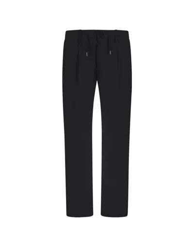 HERNO VERSATILE BLACK TROUSERS WITH ELASTIC WAISTBAND