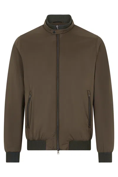 Herno Versatile Bomber Jacket In Durable Fabric Khaki Color In Brown