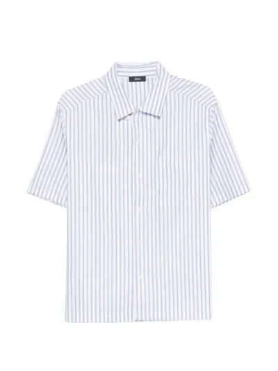 Herno Vertical-stripe Short-sleeve Shirt In Multi