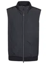 Herno Vest With High Collar And Zip Pockets In Blu