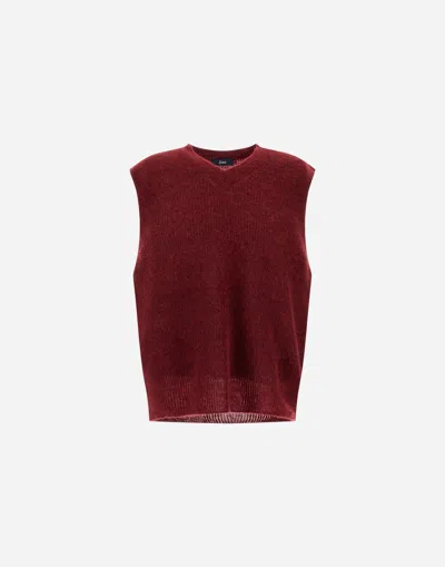 Herno Vest In Cob Stitch Alpaca Wool In Burgundy