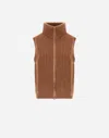 Herno Vest In Cob Stitch Wool In Brown