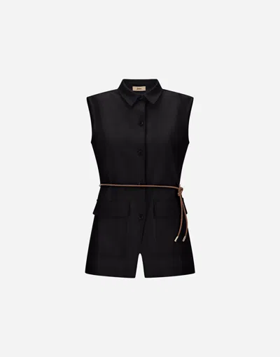 Herno Vest In Dense Rome Stitch Jersey In Black