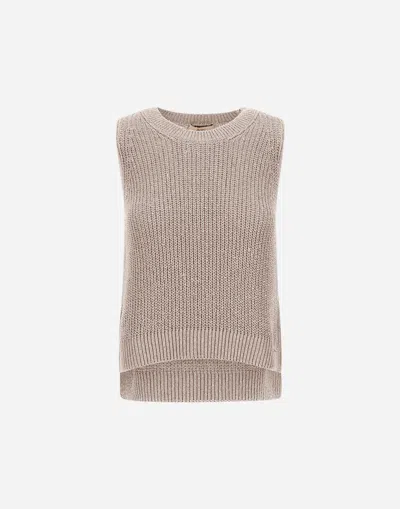 Herno Vest In Glitter Knit In Dove Grey