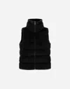 Herno Vest In Lady Alternative Fur And Nylon Ultralight In Black