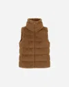 Herno Vest In Lady Alternative Fur And Nylon Ultralight In Brown
