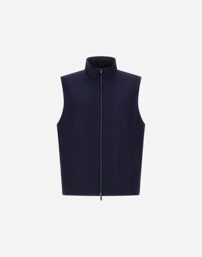 Herno Vest In Lucent Cashmere Silk And Changing Nylon In Blue