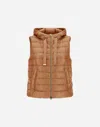 Herno Vest In Nylon Ultralight And Monogram In Camel