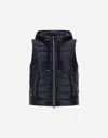 Herno Vest In Nylon Ultralight And Monogram Lurex In Blu Navy