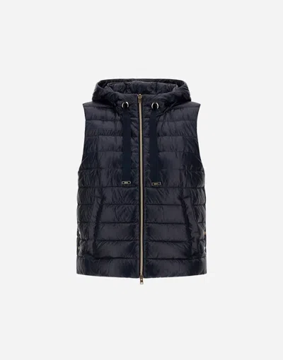 Herno Vest In Nylon Ultralight And Monogram Lurex In Blu Navy