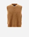 Herno Vest In Plain Alpaca Wool In Earthenware