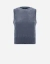 Herno Vest In Plain Alpaca Wool In Light Blue