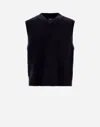 Herno Vest In Plain Alpaca Wool In Navy Blue