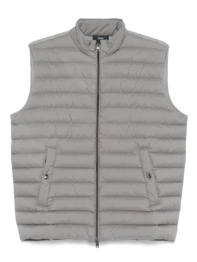 Herno Vest Jacket With Inserts In Gray