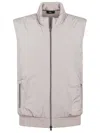 Herno Tailored Grey Cotton Waistcoat With High Collar In Tortora