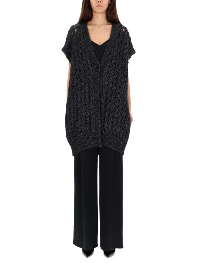 Herno Longline V Neck Short Sleeve Vest In Black
