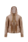 Herno Coated Pattern-lace Hooded Jacket In Beige