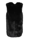 Herno Black Sleeveless Vest With Concealed Closure On The Front In Ecofur Woman In Black