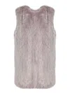 Herno Grey Sleeveless Vest With Concealed Closure On The Front In Ecofur Woman In Brown