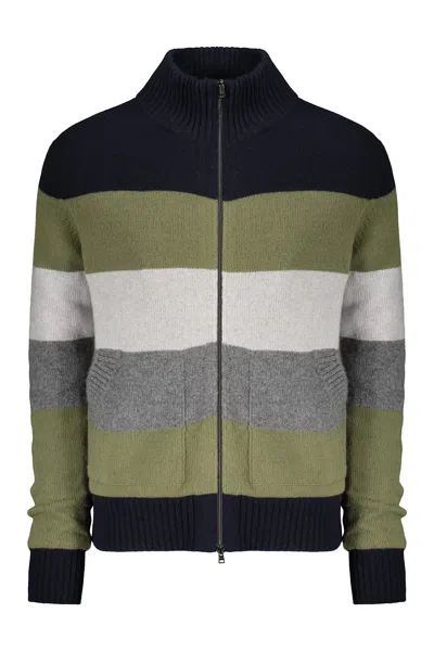 Herno Virgin Wool And Cashmere Blend Cardigan In Multicolor