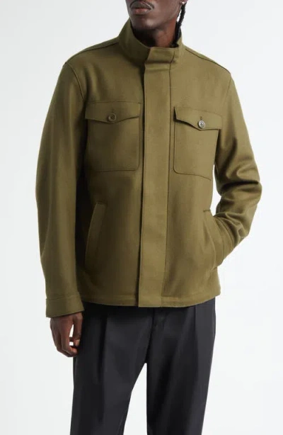 Herno Virgin Wool Blend Shirt Jacket In Green