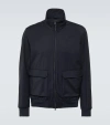 Herno High Collar Bomber Jacket With Side Pockets In Blue