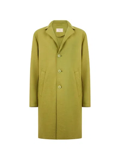 Herno Virgin Wool Button-up Coat In Green